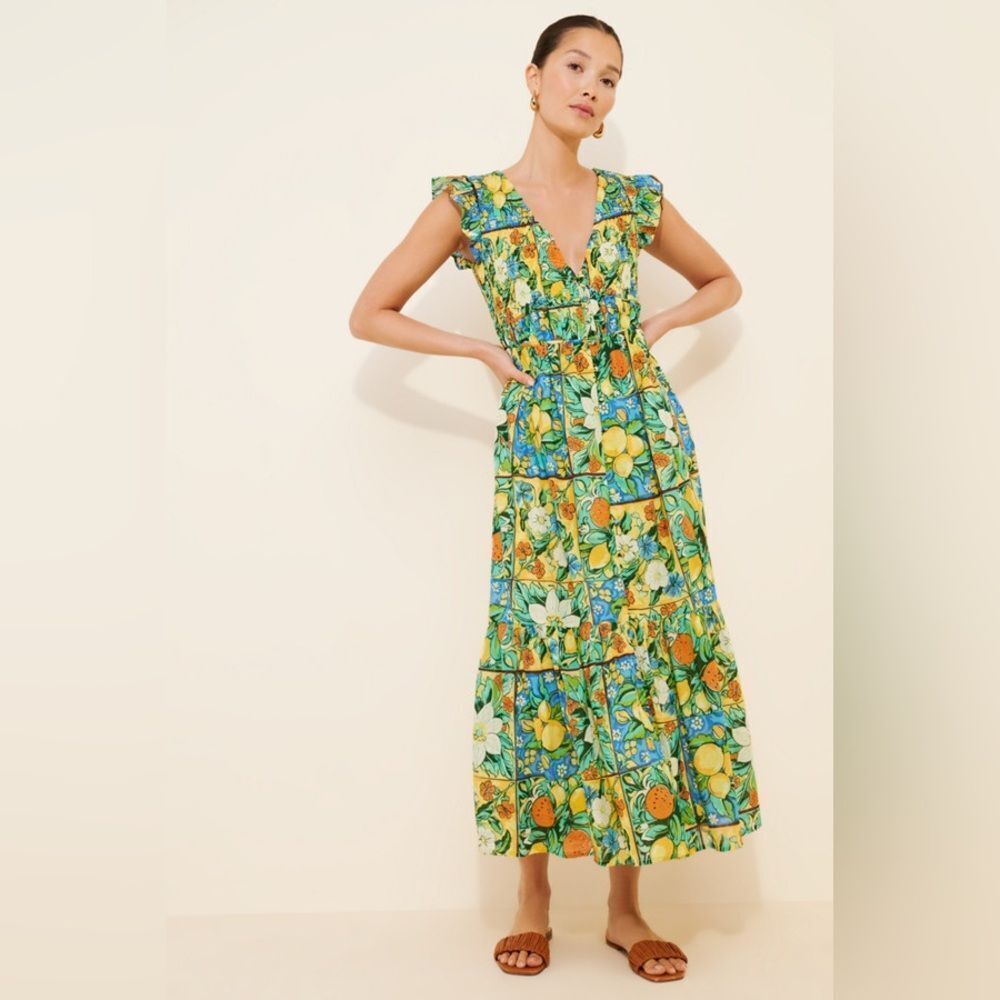 New Anthropologie Peregrine Flutter Sleeve Maxi Dress Size M